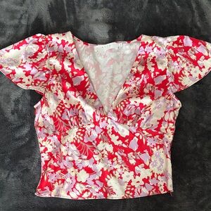 ASOS Red and Pink Floral Blouse